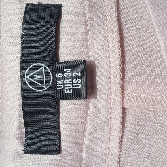 ASOS Beautiful Soft Pink Satin Tuxedo Wide Leg Pants w/ Black Side Trim Size 2 - Picture 5 of 7